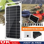 20W USB Solar Panel Folding Power Bank Outdoor Camping Hiking Phone Charger UK