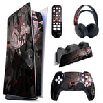 PlayVital Autocollants Skin Decal pour ps5 Manette,Sticker Vinyle Habillages pour ps5 Console Édition Numérique&Station de Charge&Casque&Télécommande Média-Espace Fragmenté