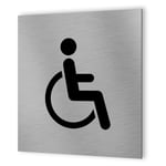 Pictogramme wc format 20 cm x 20 cm en Dibond Aluminium brossé - Modèle toilettes pmr Handicapé