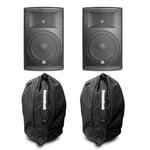 Pair of PD412A 12" Active PA Speakers Bi-Amplified with Bluetooth, Bags 1400W