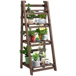 Wooden Shelf Foldable Flower Pots Holder Stand Indoor Outdoor