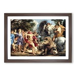 Big Box Art Attack by Peter Paul Rubens Framed Wall Art Picture Print Ready to Hang, Walnut A2 (62 x 45 cm)