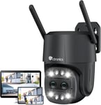 6X Zoom Hybride Camera Surveillance Wifi Exterieure Avec Double Objectif,Ptz Ip Camera Exterieur,Suivi Auto Du Zoom,Detection Humaine,Vision Nocturne Couleur,Audio Bidirectionnel,Ip66