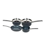 Saucepan Set Non Stick Hard Anodised 4 Piece Suits Gas Electric Induction Hobs