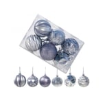 Christmas Tree Decoration Balls Ornaments With Hanging Rope Silver 6cm