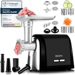 ZEEGMA Molen Chef hachoir electrique à viande 1900W avec 3 plaque de meulage en acier inoxydable, 3 kg/min, machine à saucisse, kubbe, déchiquetage, tranchage, fonction REV, trousse d'accessoires