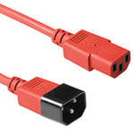 ACT Power Cable 1.8m, C13 to C14 Extension Cable for Cold Devices, IEC Male to Female 3 Pin Power Cable- AK5106 Red