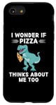 Coque pour iPhone SE (2020) / 7 / 8 Adorable dinosaure Kawaii I Wonder If Pizza Thinks About Me Too