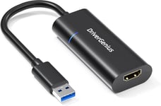 DriverGenius Adaptateur Convertisseur USB 3.0/2.0 Type-A vers HDMI pour Moniteur - Carte Vidéo et Graphique Externe (1080p/60Hz, Compatible avec Windows, macOS, HD00007).[G387]