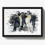 Arty Pie Framed Print Black A2 (24.5x18 Inch) Emperor Penguins V3, Wood, Multi-Colour, 60 x 42 x 2 cm