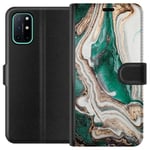 OnePlus 8T Musta Lompakkokotelo Grön / Guld marmor