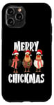 Coque pour iPhone 11 Pro Merry Chickmas Chapeau de Père Noël lumineux Motif poule