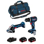 Kit électroportatif BOSCH - GSB 18V-90 C + GWS 18V-7 - 2 batteries 5,0 Ah - sac de transport