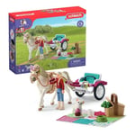 Calèche pour le spectacle équestre, coffret schleich avec 32 éléments inclus dont 1 cheval schleich et 1 personnage, coffret