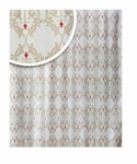 BLUE CANYON DAMASK RANGE POLYESTER FUNKY CREAM RED SHOWER CURTAIN 180 x 180CM