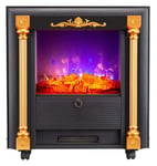 JHSHENGSHI Portable Fireplace Stove, Small Fireplace Stove, 35 Inch Built-in Electric Fireplace Decorative Vintage 3D Simulation Flame