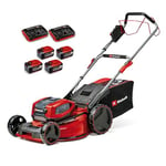 Einhell Power X-Change 36/52 Cordless Lawnmower with Battery (x4) and Twin-Charger (x2) - Dual 36V, 52cm Cutting Width, 65L Grass Box, 9 Cutting Heights - GP-CM 36/52 S Li BL Battery Lawn-Mower
