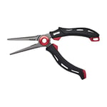 Rapala - Pince de Pêche RCD Mag Spring Pliers - Matériel de Pêche avec Mâchoires en Acier Inoxydable - Article de Pêche avec Ressort Solide - Poignées Ergonomiques Soft Grip - 18 cm - Noir/Rouge