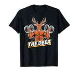 Funny Deer Lifting Weights Gym Workout Animal Fitness Deer T-Shirt