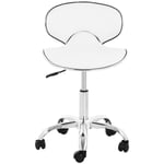 Tabouret chaise siège de bureau à roulette dossier blanc