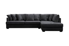 Rossita Dybde 3-seter L Fløyelssofa med Sjeselong Høyre - Svart 4 seters sofa divan Scandinavian Choice