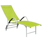 Transat chaise longue bain de soleil aluminium vert Helloshop26