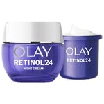 Olay Skincare Set: Retinol 24 Face Moisturiser + Refill Night Cream, Anti Ageing Skin Care 50ml + 50ml