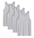 LAPASA Lot de 4 Débardeurs Homme Maillots de Corps 100% Coton T-Shirts sans Manches Sport Gym Léger M36 Gris Clair M