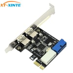 USB3.0 PCI-E adaptateur de carte d'extension avant externe 2 ports USB 3.0 Hub et interne 19pin en-tête PCIE carte 4pin IDE connecteur d'alimentation