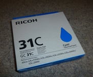 GENUINE RICOH INK CARTRIDGE GC 31C CYAN , SEALED UNUSED for AFICO