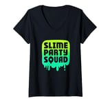 Womens Slime Green Slime Lover Slime Party Squad V-Neck T-Shirt