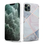 Coque pour Apple iPhone 12 PRO MAX en Marbre Or Blanc Rose No. 9 Housse de protection Étui en silicone TPU avec motif mosaïque - Neuf