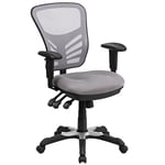 Flash Furniture Fauteuil de Bureau Ergonomique pivotant Multifonction en Maille avec accoudoirs réglables, Mousse, Gris, Set of 1