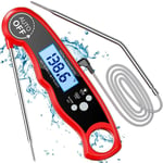 Thermomètre Cuisine, LCD Thermomètre Cuisson Digital à Lecture Instantanée avec Double Sonde & Fil Long, Réglage d'Alarme & Aimant, Température