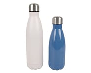 BIRAMBEAU - Bouteille Isotherme - Lot de 2-500 et 350mL - Gourde En Acier Inoxydable - Bouteille Réutilisable - Double Paroi - Bleue et Blanche