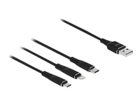 Delock - Lightning-Kabel Kun For Lading - Usb Hann Til Micro-Usb Type B, Lightning, 24 Pin Usb-C Hann - 30 Cm - Svart