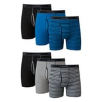 Hanes Men's Boxer Briefs, Cool Dri Moisture-Wicking Underwear, Cotton No-Ride, Multi-Packs Available, Striped Assorted-6 Pack, XL (Pack of 6)