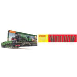 Hornby Train Set - R1255M Flying Scotsman Analogue OO Gauge Locomotives Model Railway & R8226 OO Gauge Track Extension Pack F - Extra Track Pieces for Model Railway Sets, Model Train Track Pieces