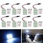 YONGMING Ampoules T10 C5W BA9S Panel LED Ampoules de Voiture Lampe Pour Lampe de Lecture de Voiture Plaque D'immatriculation Feu de Position Latéral La Lumière de Courtoisie Blanc,8 pièces