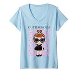 Womens L.O.L. Surprise! It Baby Outrageous! Pink Silver Polka Dots V-Neck T-Shirt