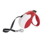 Ferplast Laisse Chien Enrouleur Amigo Medium, Laisse pour Chiens de Taille Moyenne Jusqu'À 25 kg, Max, 5 m de Sangle Extensible, Bouton de Verrouillage et de Déverrouillage, Rouge, Couvercle Blanc