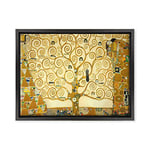 Gustav Klimt 199 Tableau sur toile encadrée, avec cadre, motif arbre de vie, style moderne, noir