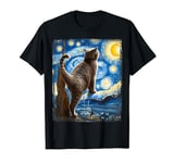 Van Gogh Starry Night Style Artistic British Shorthair Cat T-Shirt