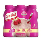 SlimFast Ready To Drink Shake, Meal Replacement Shakes for Weight Loss and Balanced Diet, High Protein, Vitamins and Minerals, No Added Sugar, Raspberry and White Chocolate Flavour, 6 x 325 ml