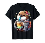 Kiwi Bird Drinking Bubble Tea Japanese Kimono T-Shirt