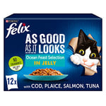 Felix As Good As It Looks Adult Wet Cat Food Mixed Selection in Jelly, Pack of 4