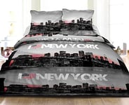 COSY collection Housse Couette 220x240 + 2 taies Pur Coton 57 Fils New York Gris