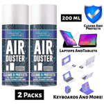 2x Compressed Air Duster Spray Can Cleans Laptop Printer Keyboard Gadget 200ml