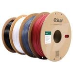 eSUN PLA+ Filament 1.75mm, Renforcé Ténacité Imprimante 3D Filament PLA Plus, Précision Dimensionnelle +/- 0.03mm, 1KG par Bobine, 4 Bobines pour Imprimante 3D,Rouge Foncé+Gris+Blanc Froid+Noir