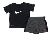 Nike - T-shirt et short pour enfant Dri-Fit à manches courtes, 2 pièces (Toddler), enfant, noir (66f237-g1a)/gris foncé., 18 mois